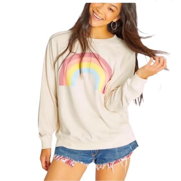 Wildfox Sweaters - Wildfox After The Rain Sommers Rainbow Salt Cream Crewneck Jumper Sweater XL NWT
